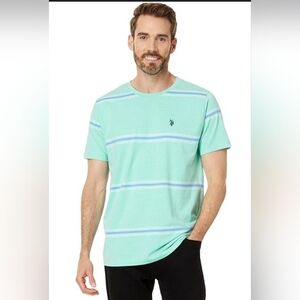 U.S. Polo Assn. Men's Striped Crewneck T-Shirt Size Medium Space Dye Ombre NWOT